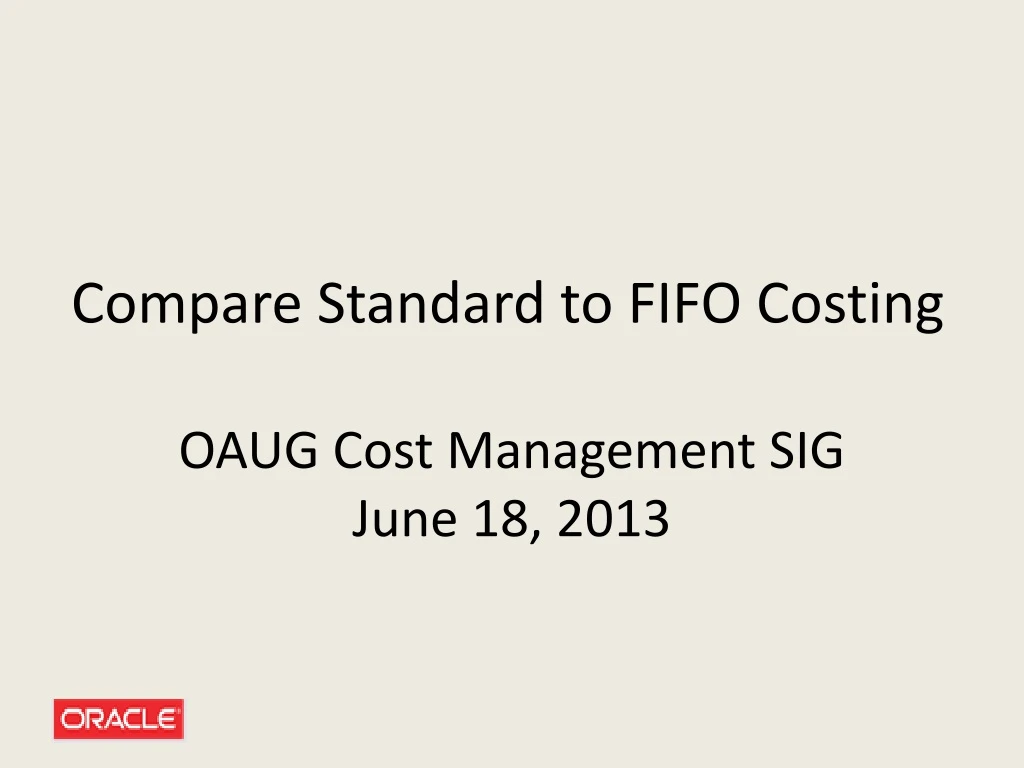 compare standard to fifo costing