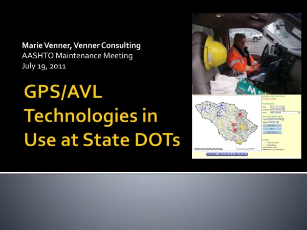 GPS/AVL Technologies in Use at State DOTs