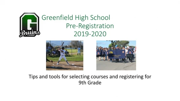 Greenfield High School Pre-Registration 2019-2020