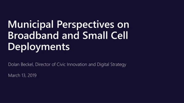 Municipal Perspectives on Broadband and Small Cell Deployments