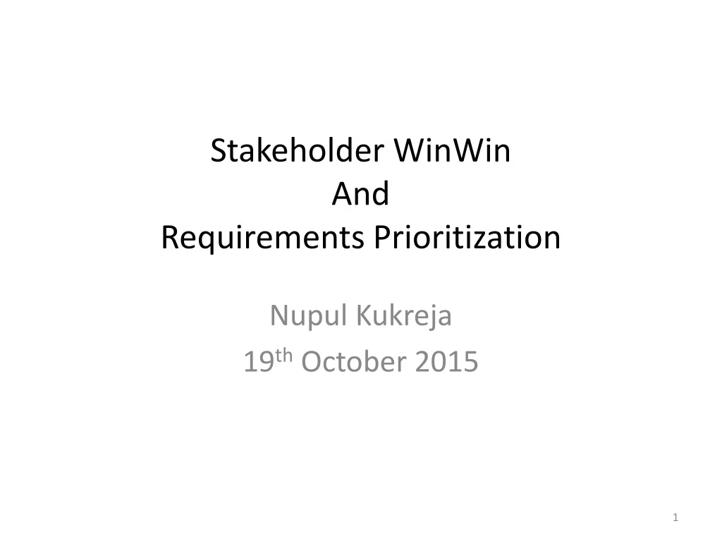 stakeholder winwin and requirements prioritization