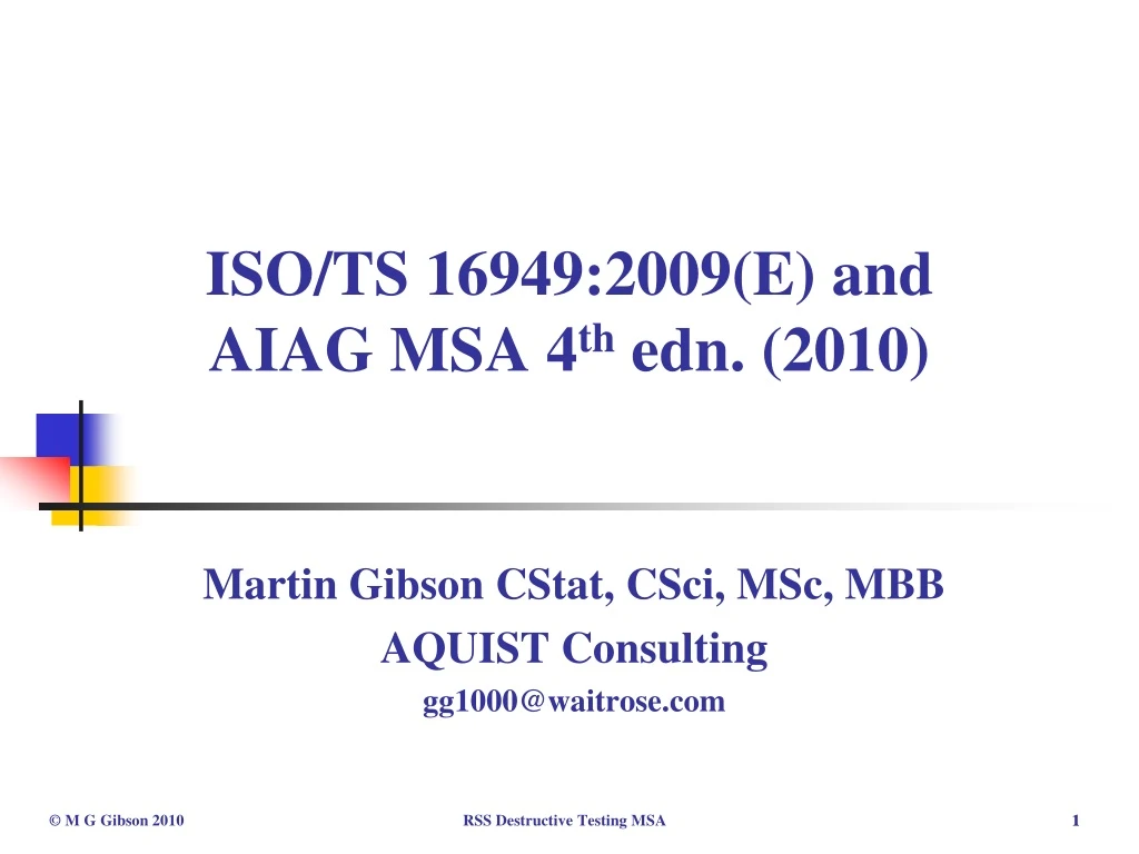 iso ts 16949 2009 e and aiag msa 4 th edn 2010