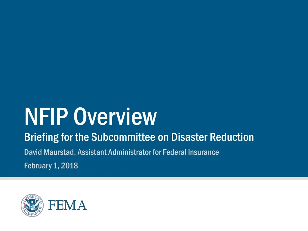 nfip overview briefing for the subcommittee on disaster reduction