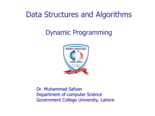 Data Structures and Algorithms Dynamic Programming