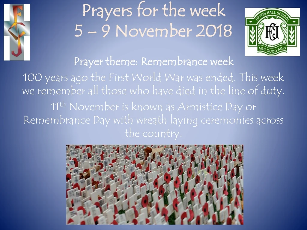 prayers for the week 5 9 november 2018