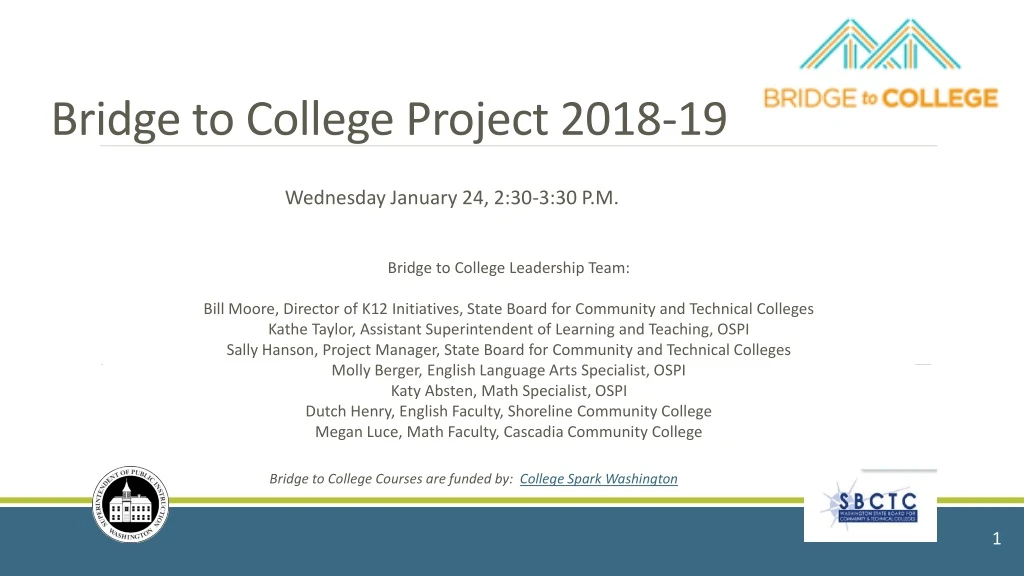bridge to college project 2018 19