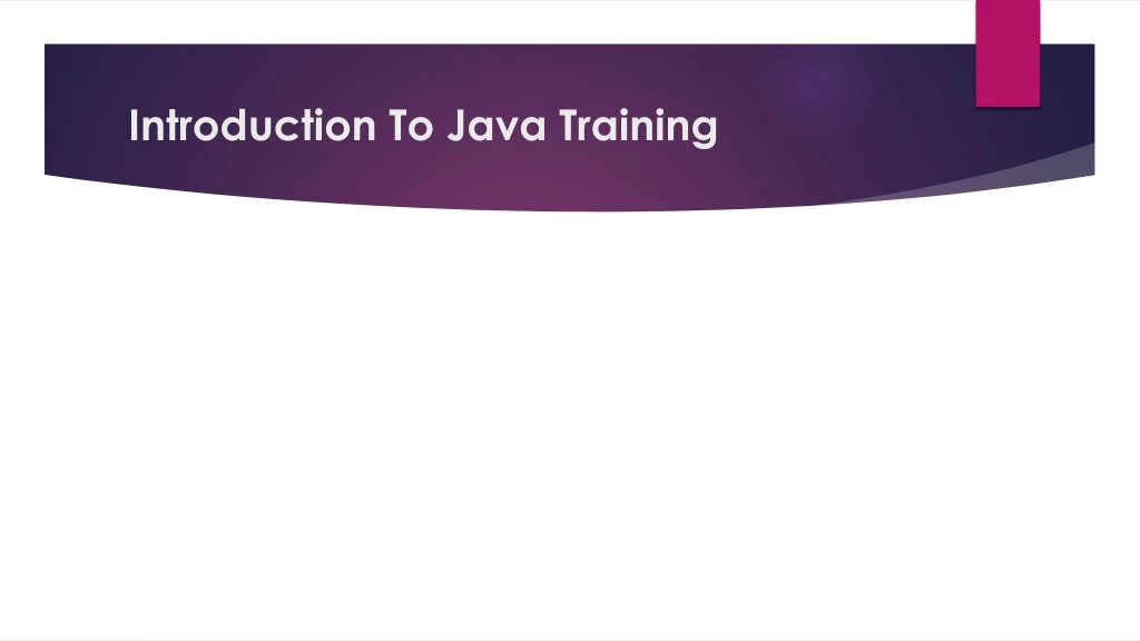 introduction to java training