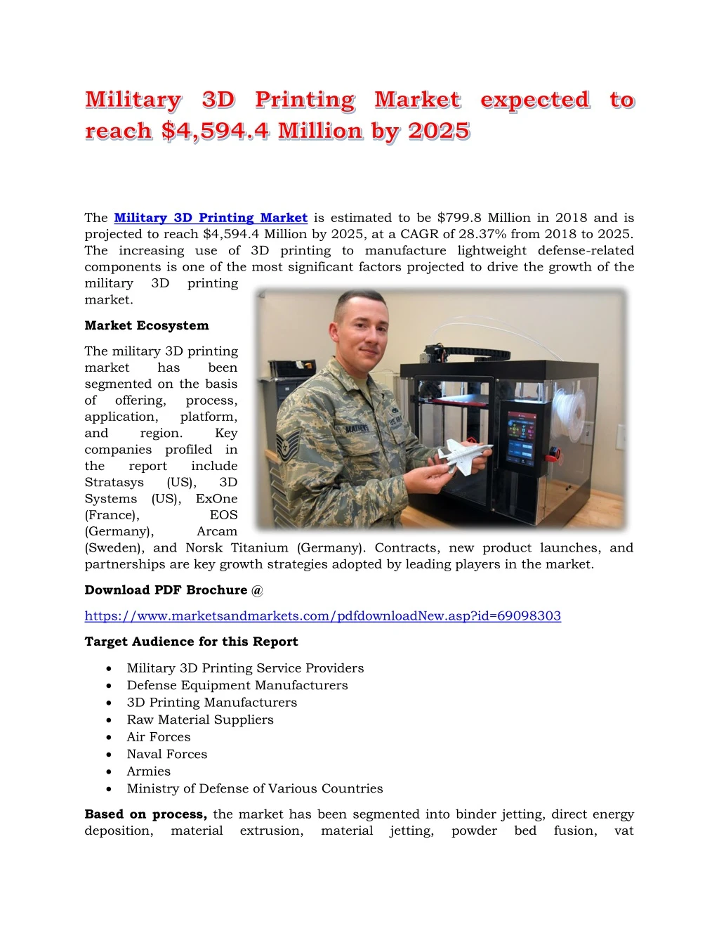 the military 3d printing market is estimated