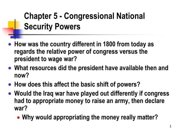 Chapter 5 - Congressional National Security Powers