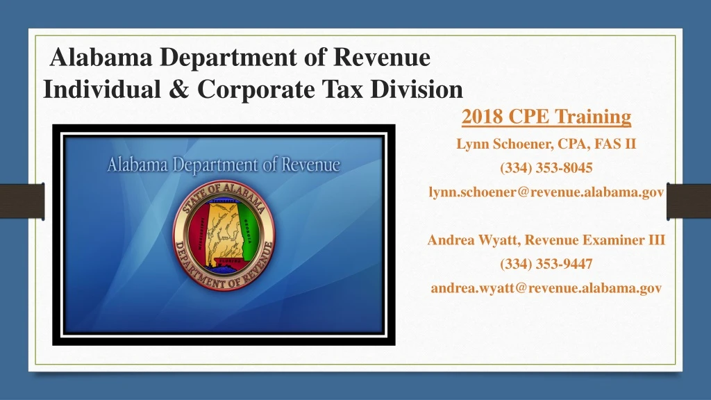 alabama department of revenue individual corporate tax division