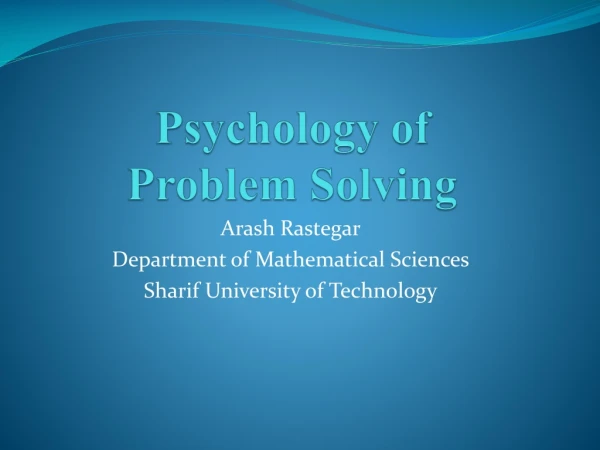 Psychology of Problem Solving