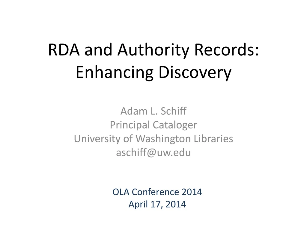 rda and authority records enhancing discovery