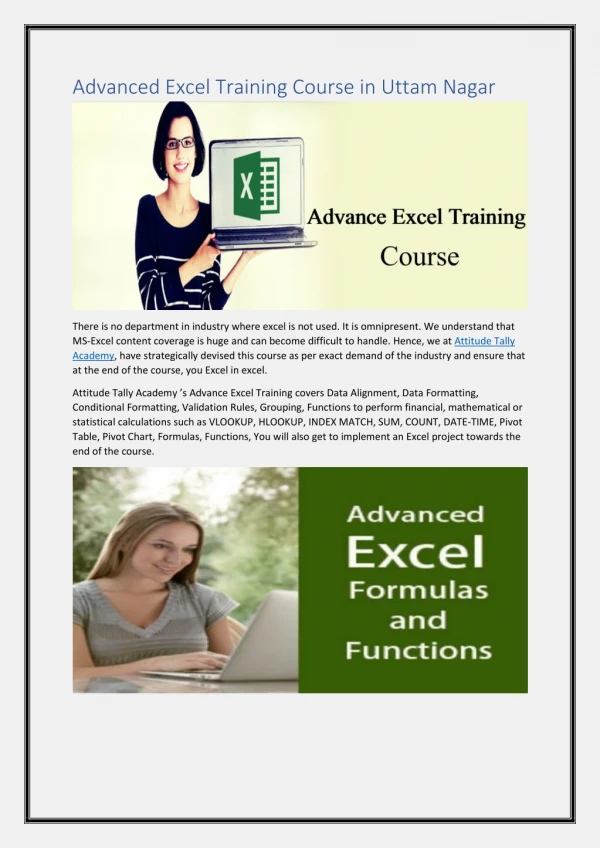 Advance Excel Training in Uttam Nagar