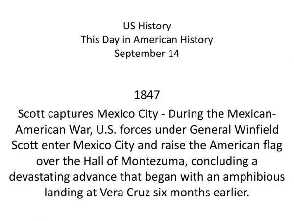US History This Day in American History September 14
