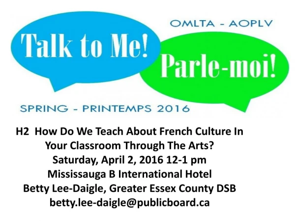 H2 How D o W e Teach About French Culture I n Your Classroom Through The Arts?