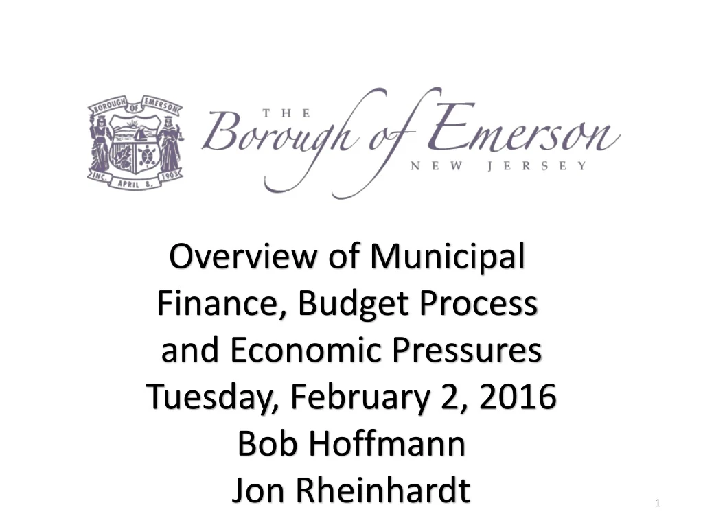 overview of municipal finance budget process
