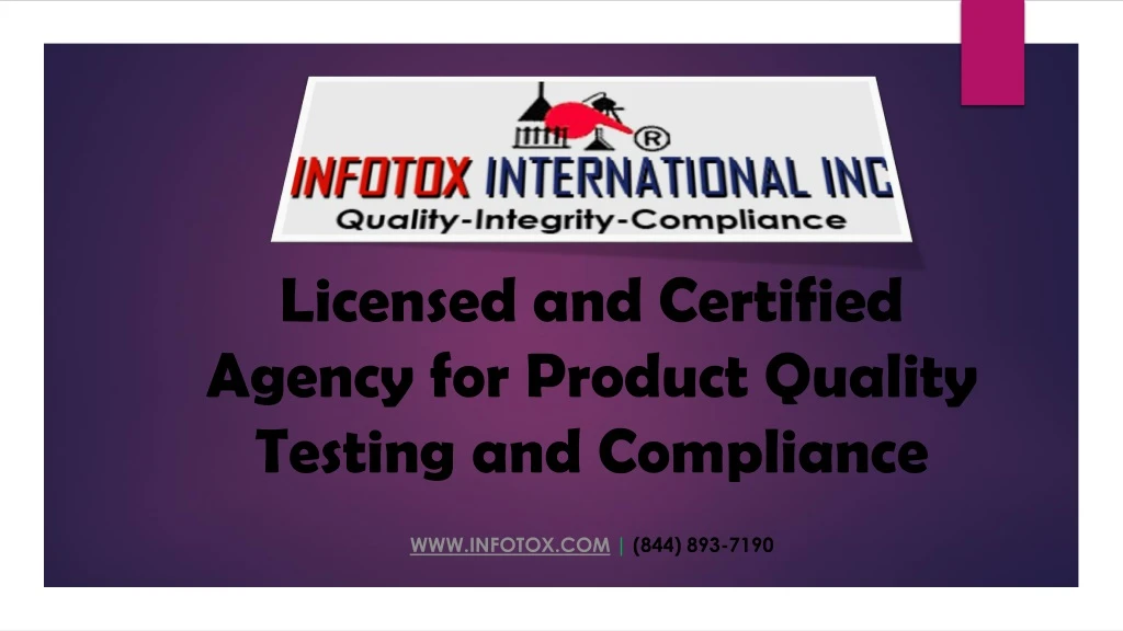 licensed and certified agency for product quality
