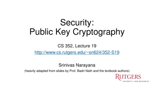 Security: Public Key Cryptography