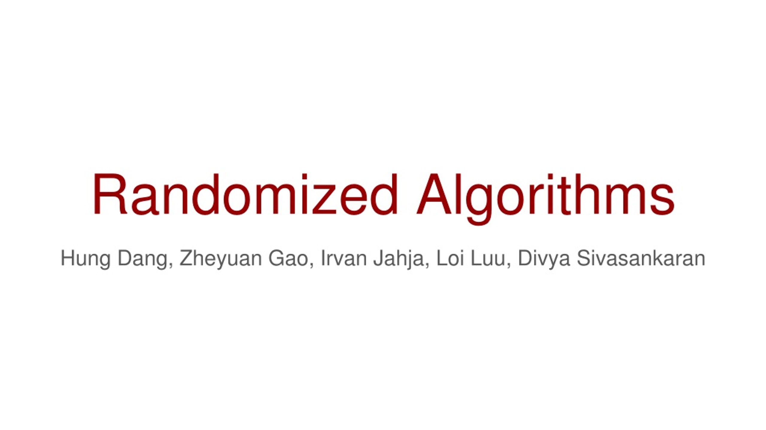 Randomized Algorithms for Counting Perfect Matchings in Bipartite Graphs - slide 1