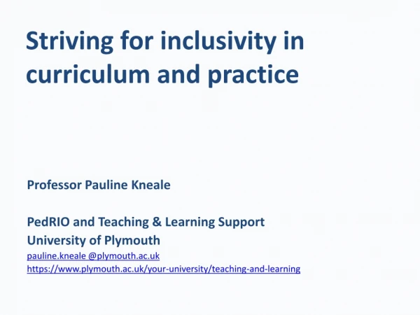 Striving for inclusivity in curriculum and practice