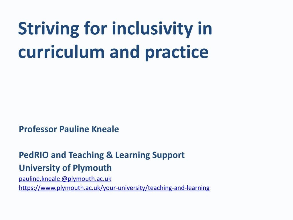 striving for inclusivity in curriculum and practice