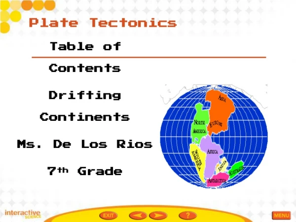Table of Contents Drifting Continents Ms. De Los Rios 7 th Grade