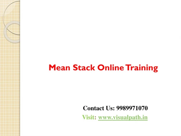 Mean Stack Online Training