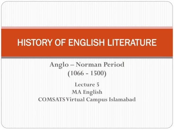 HISTORY OF ENGLISH LITERATURE