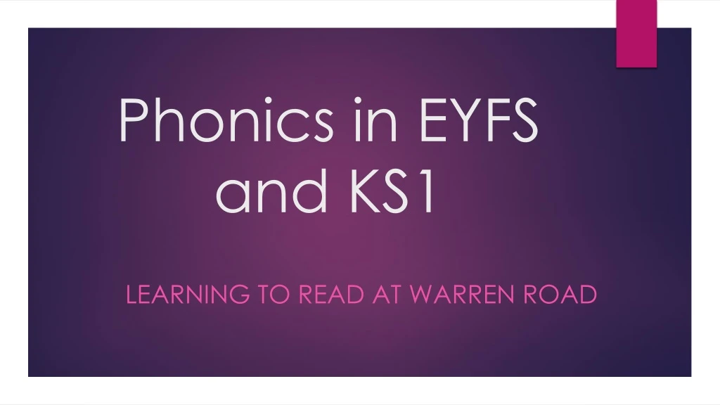 phonics in eyfs and ks1