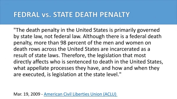 FEDRAL vs. STATE DEATH PENALTY
