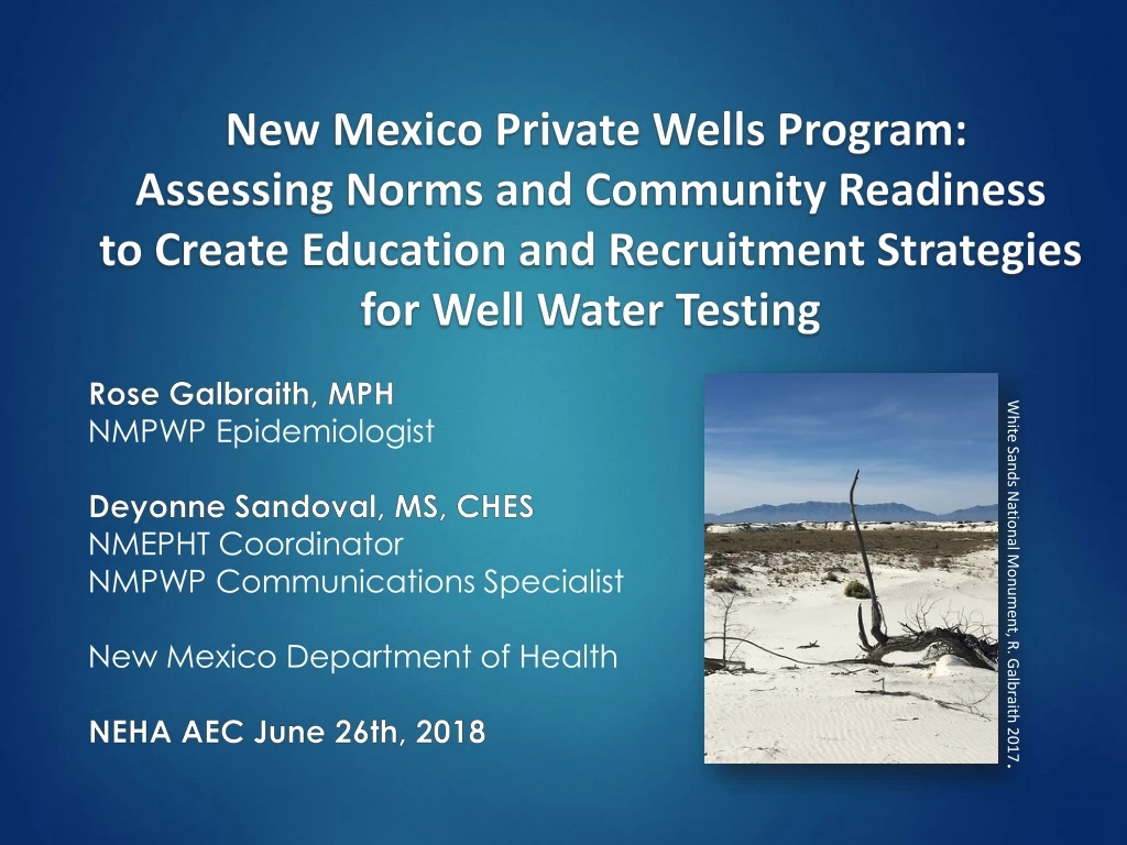 new mexico private wells program assessing norms