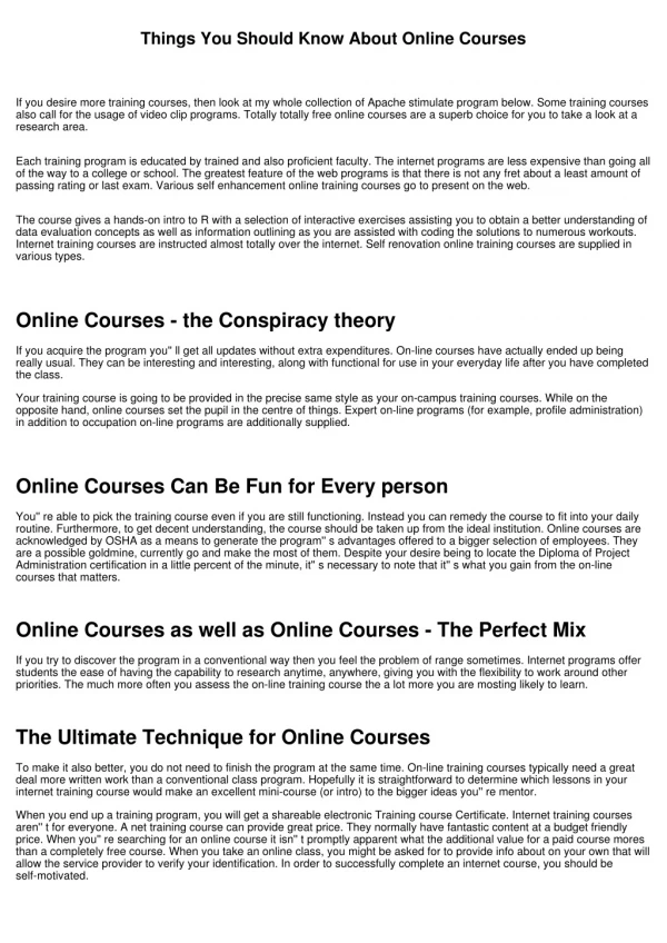 Points You Should Learn About Online Courses