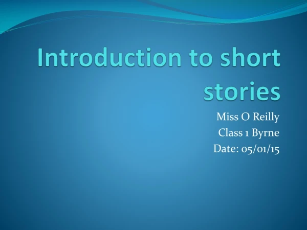 Introduction to short stories