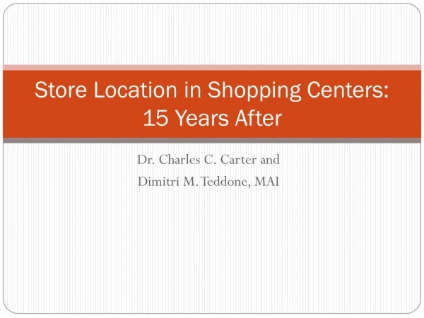 Store Location in Shopping Centers: 15 Years After