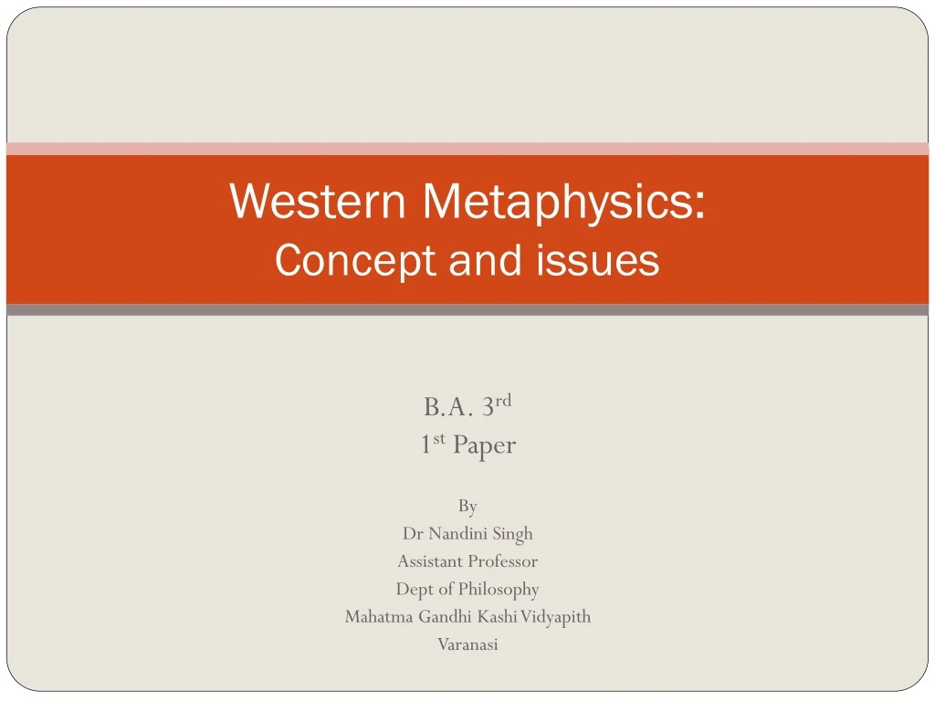 western metaphysics concept and issues