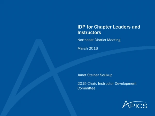 IDP for Chapter Leaders and Instructors