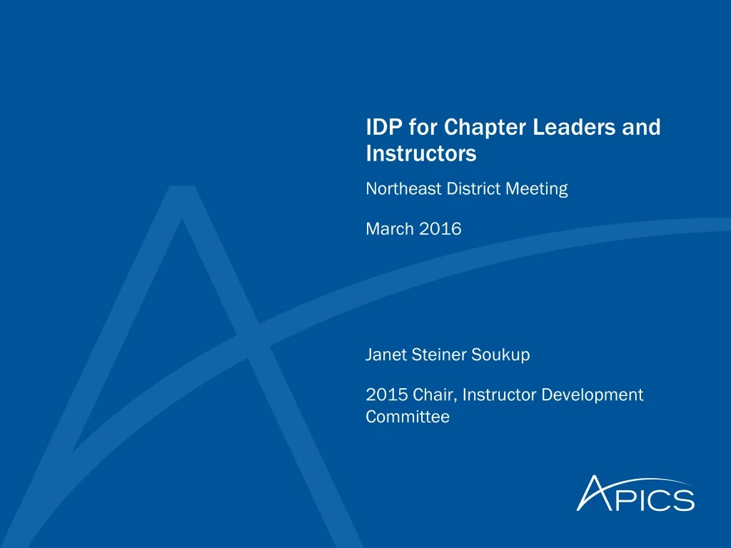 idp for chapter leaders and instructors
