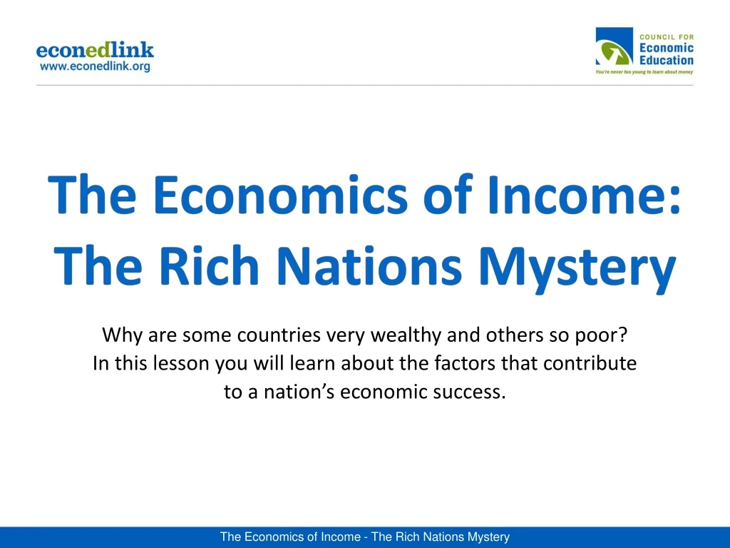 the economics of income the rich nations mystery