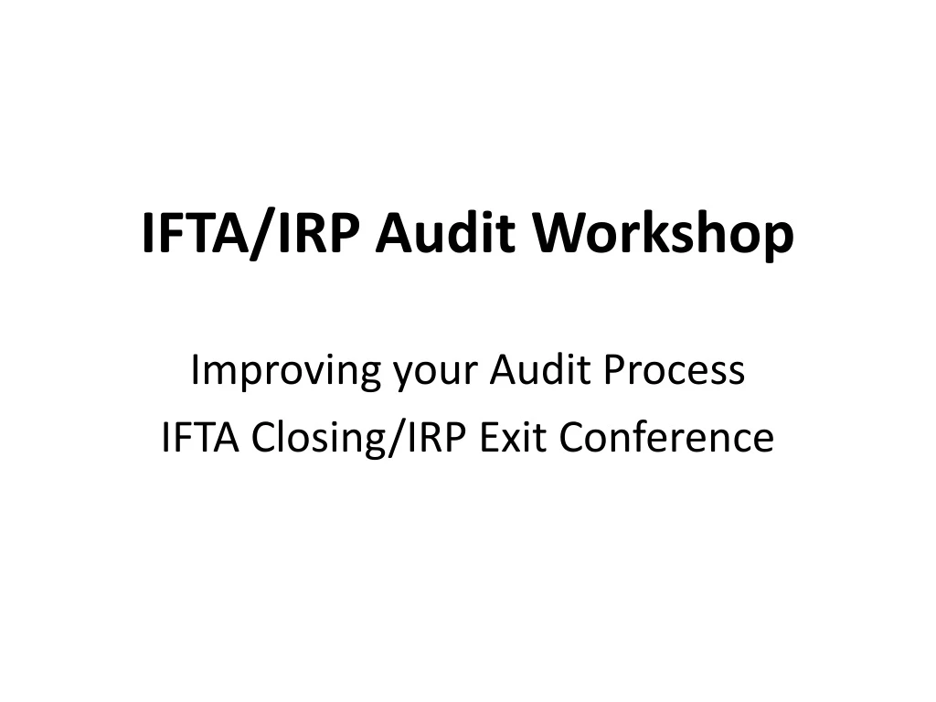 ifta irp audit workshop