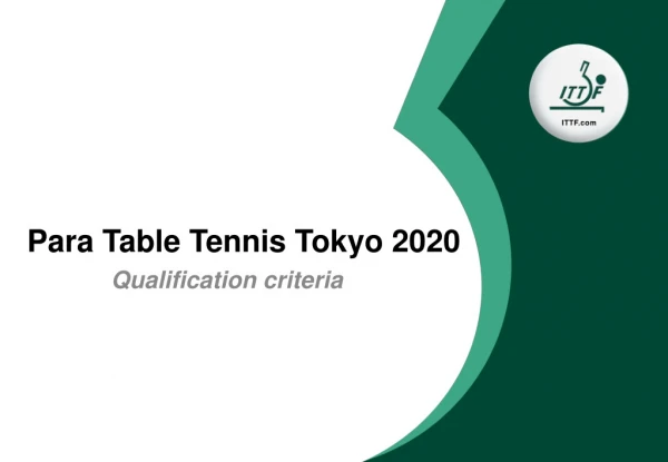 Para Table Tennis Tokyo 2020