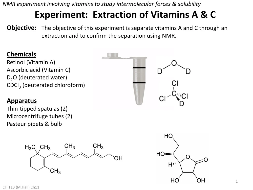 nmr experiment involving vitamins to study