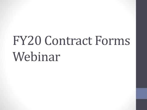 FY20 Contract Forms Webinar
