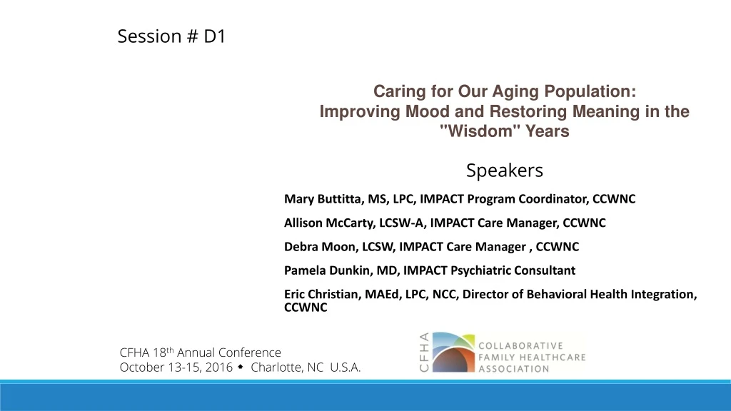 caring for our aging population improving mood and restoring meaning in the wisdom years