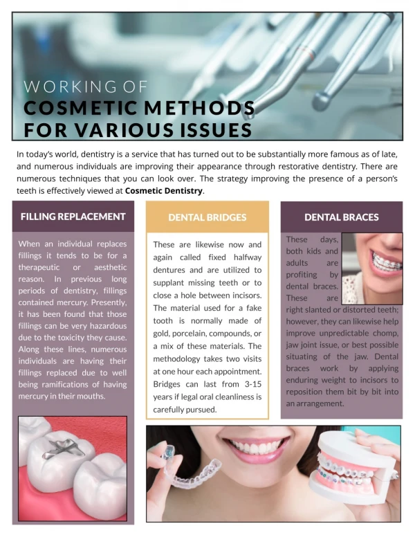 Working Of Cosmetic Methods For Various Issues