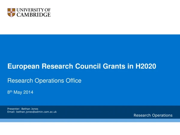 European Research Council Grants in H2020