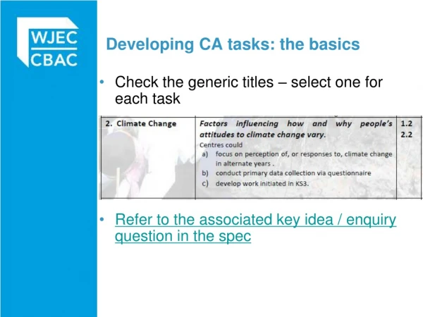 Developing CA tasks: the basics