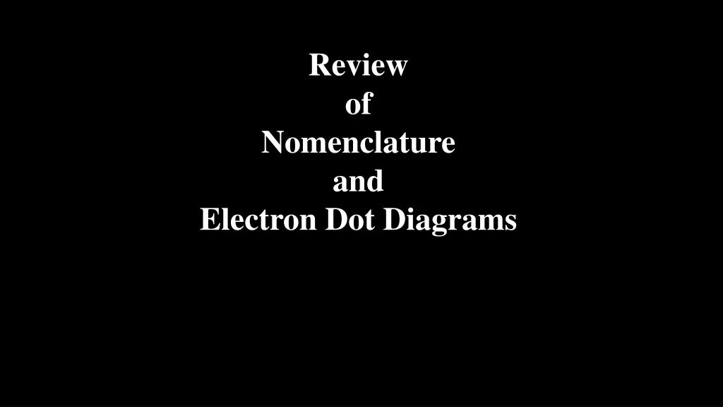 review of nomenclature and electron dot diagrams