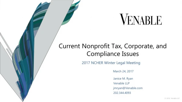 Current Nonprofit Tax, Corporate, and Compliance Issues