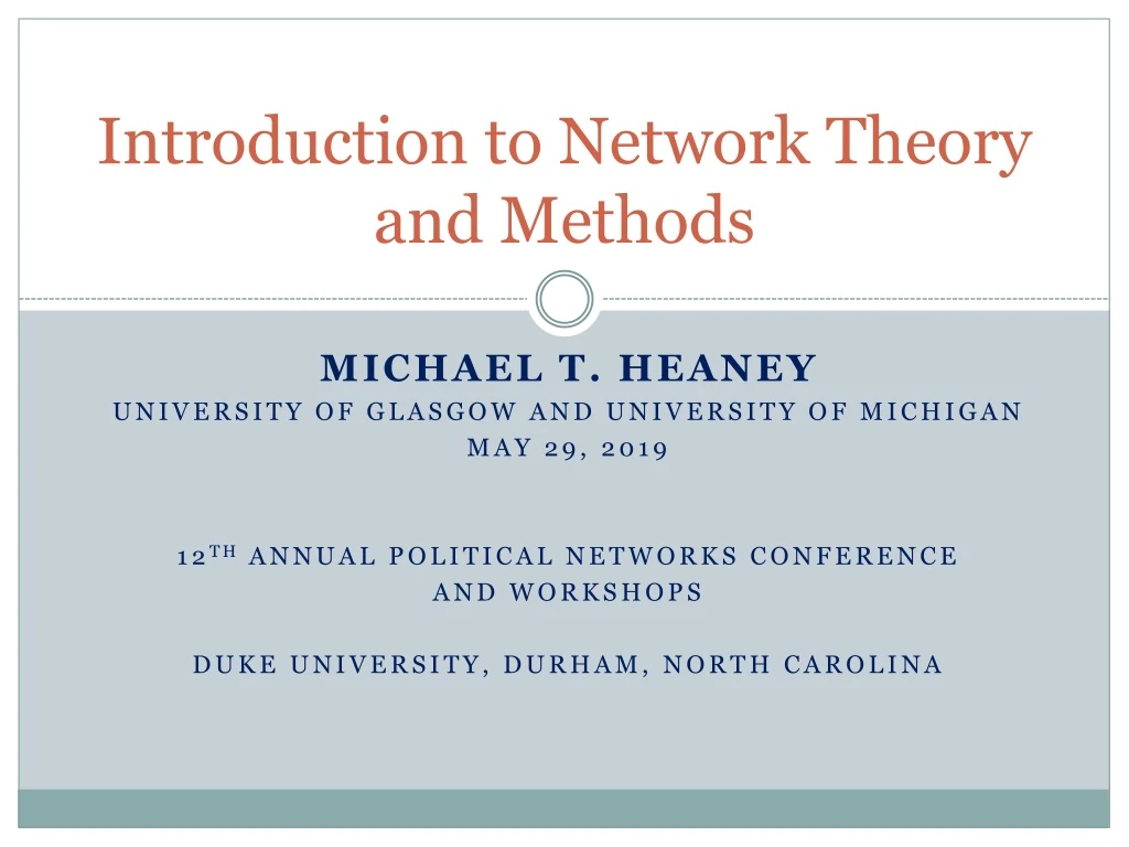 introduction to network theory and methods