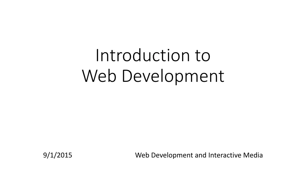 introduction to web development